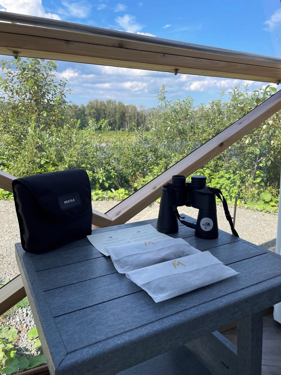 Binoculars and sleeping eye masks