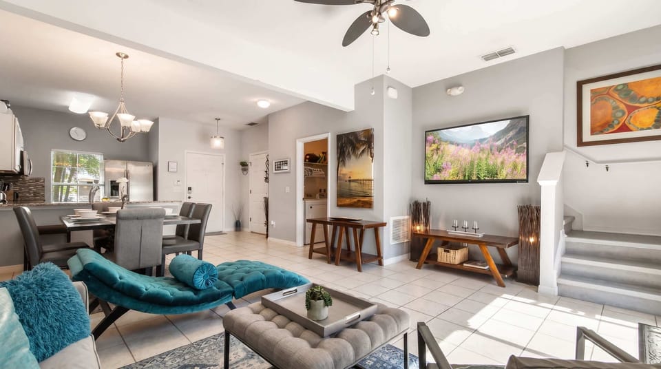 Kick back and relax in our spacious living room, where you can unwind with your favorite book or movie.