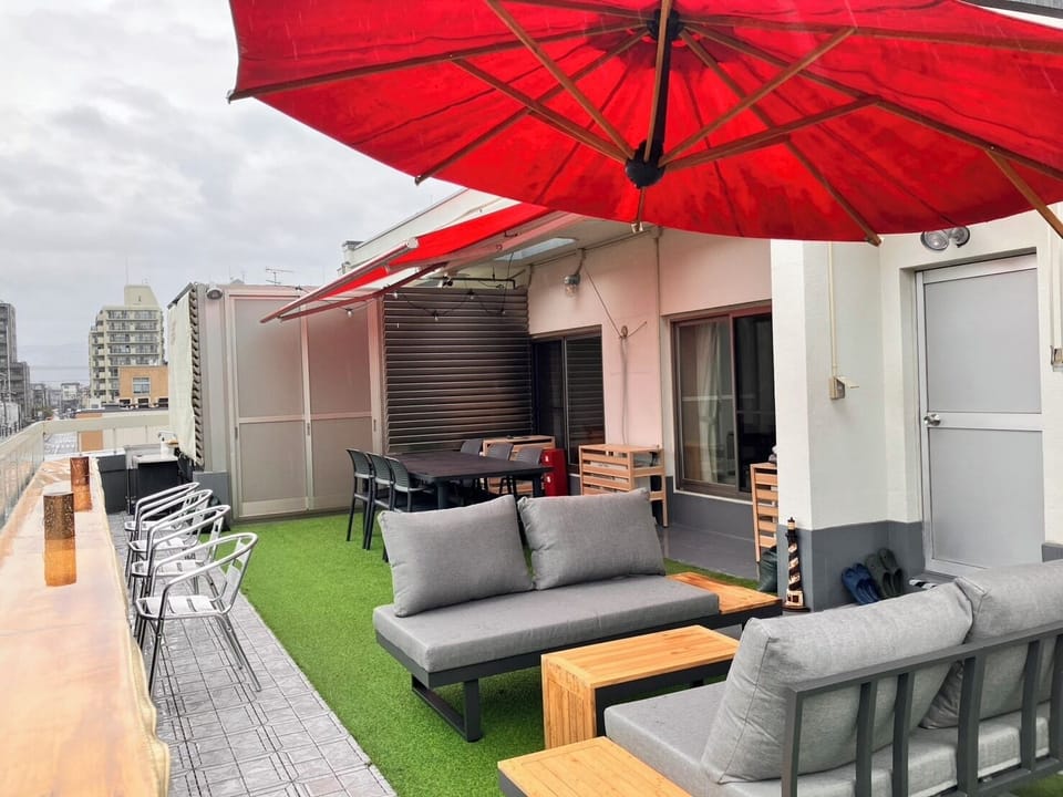 The large balcony is also available for private use and has a sofa.