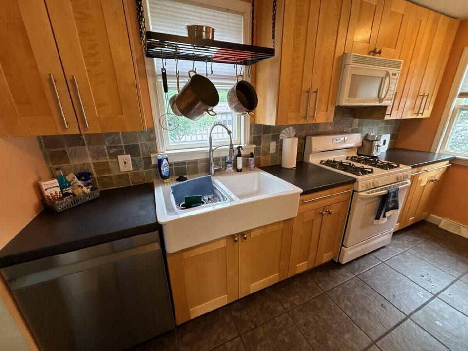 The kitchen is well stocked with everything you need to prepare a full meal