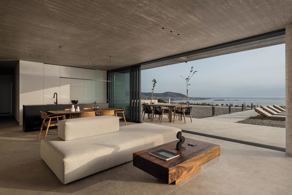 Open plan living and kitchen area, with direct outdoor access