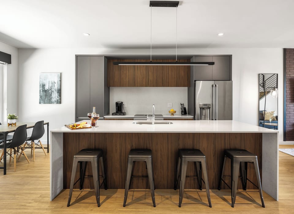 Unit 2 - 1st Floor: Fully equipped modern kitchen completely stocked with all culinary essentials and includes high-end Cafe stainless steel appliances.