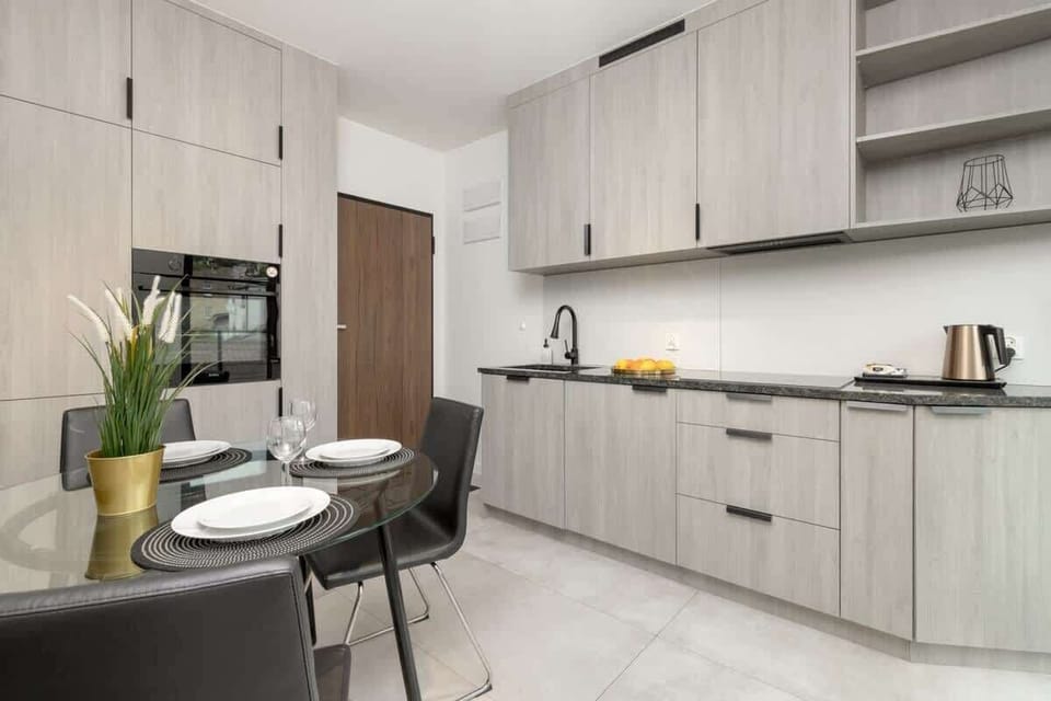 Kitchenette with dining table. 