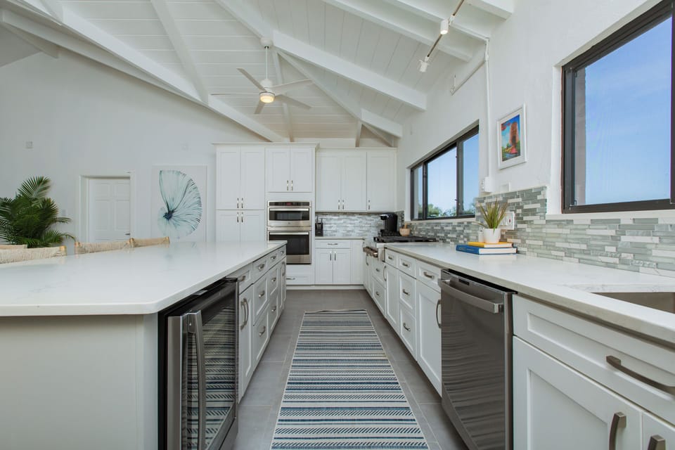 Fully equipped upstairs kitchen.