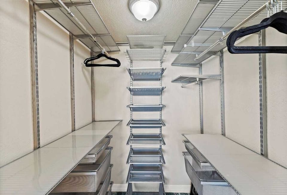 Even the closets are decked out with special over the top storage systems