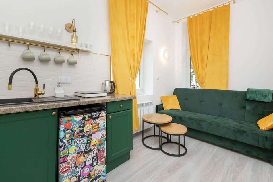 Living area with kitchenette.