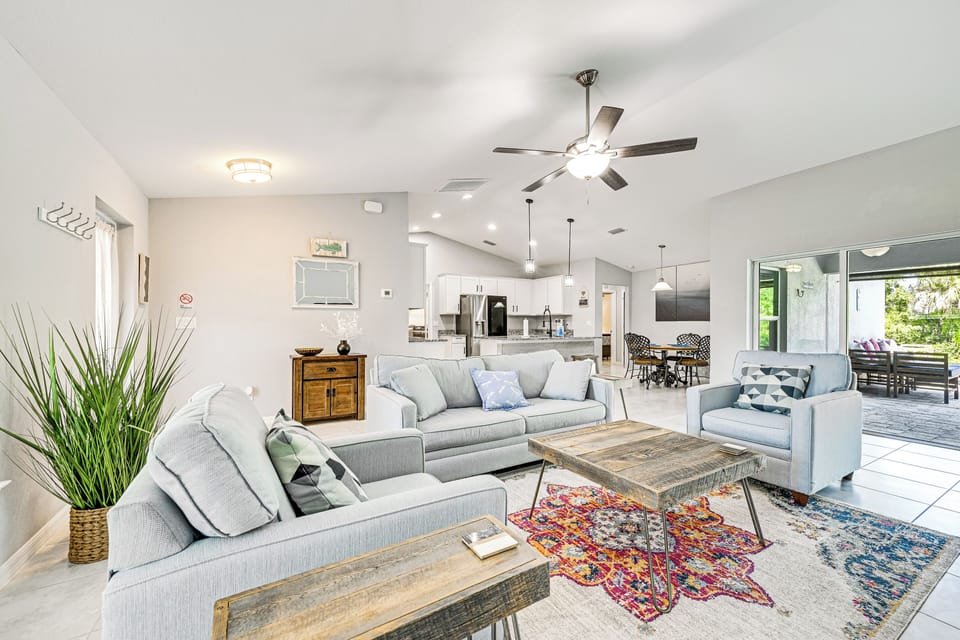 Living Room | Single-Story Home | Central A/C & Heating | Queen Sleeper Sofa