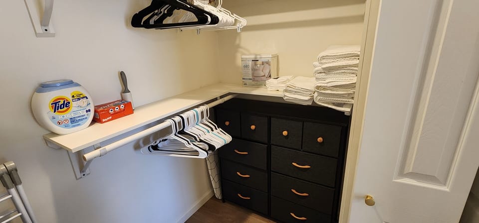 Plenty of space for your clothes, and extra towels and sheets are available