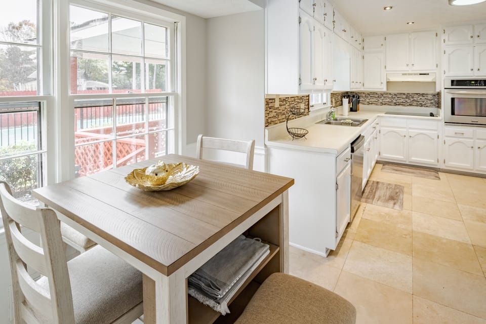 Indoors, Kitchen, Floor, Furniture, Table