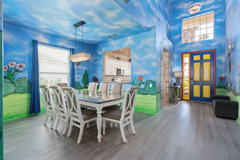 Dining room seating for eight