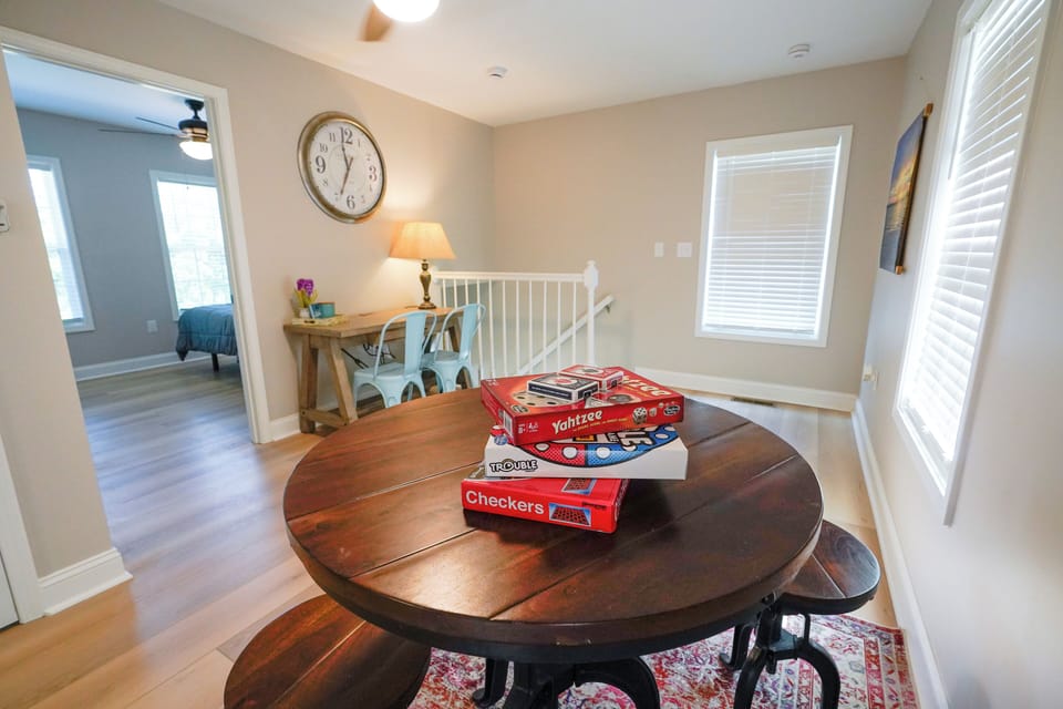 Large living area on second level. 