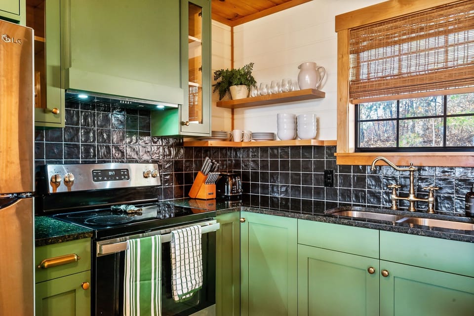 Beautiful rustic style kitchen with cooking essentials