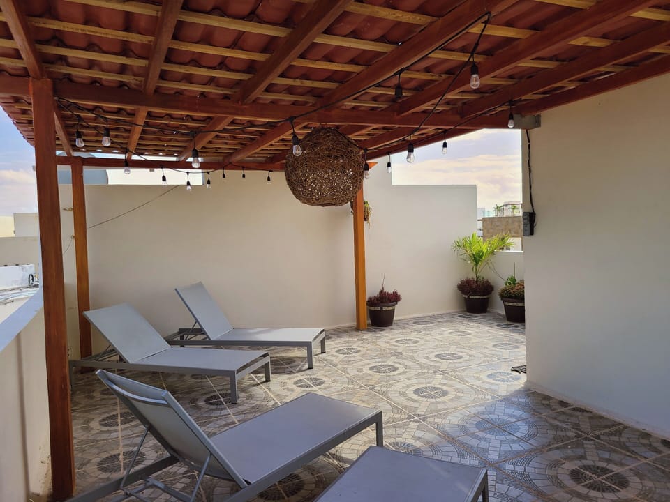 open roof top space with nice views!