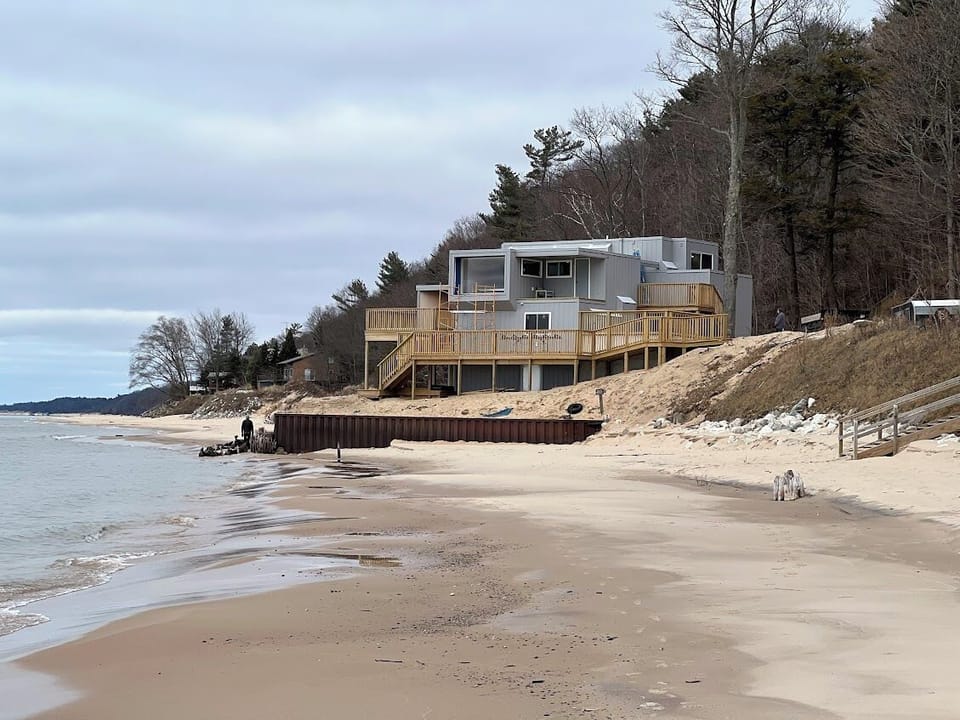 View from the South (property extends to  the stairs in the fore ground)