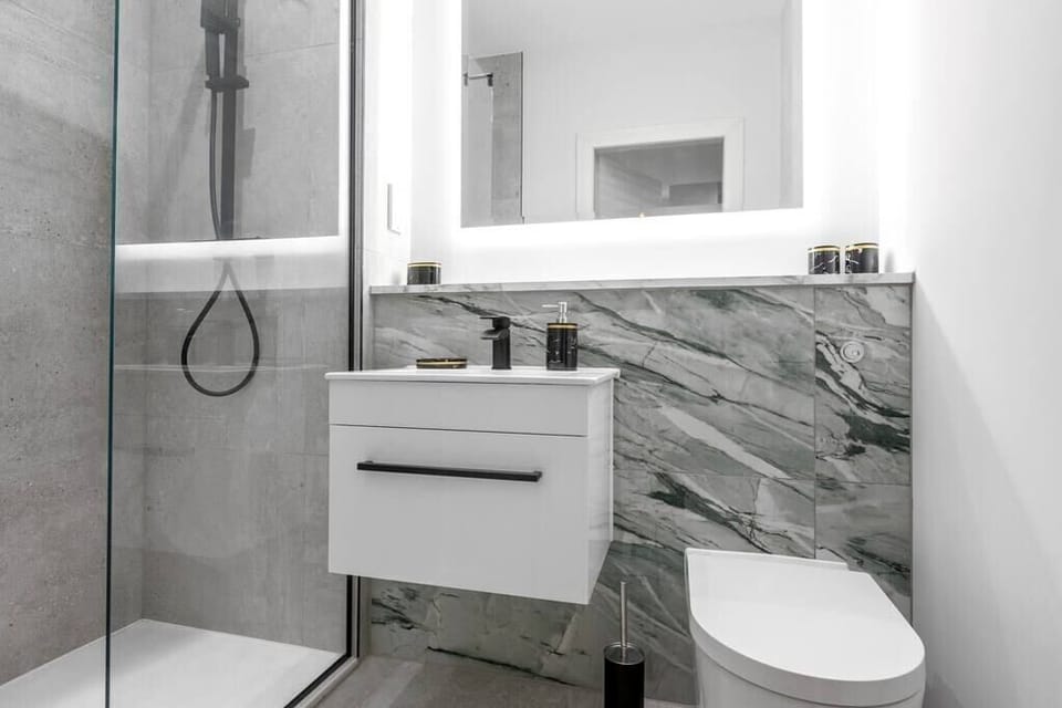 Bathroom with shower and complimentary toiletries
