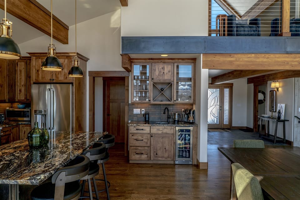 Bar with Keurig Coffee Maker and mini fridge