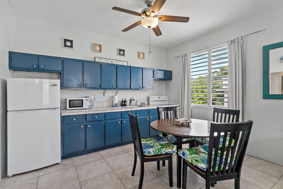 Fully equipped kitchen for home cooked meals during your stay.