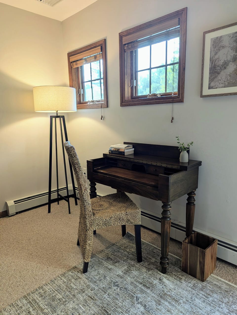 Small desk with reliable WIFI to allow private work space.