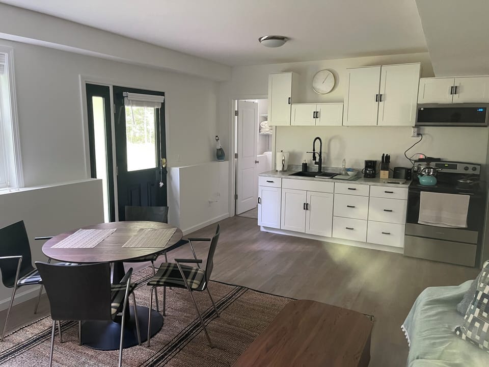Kitchen with Full Set of Dishes, Pots & Pans.