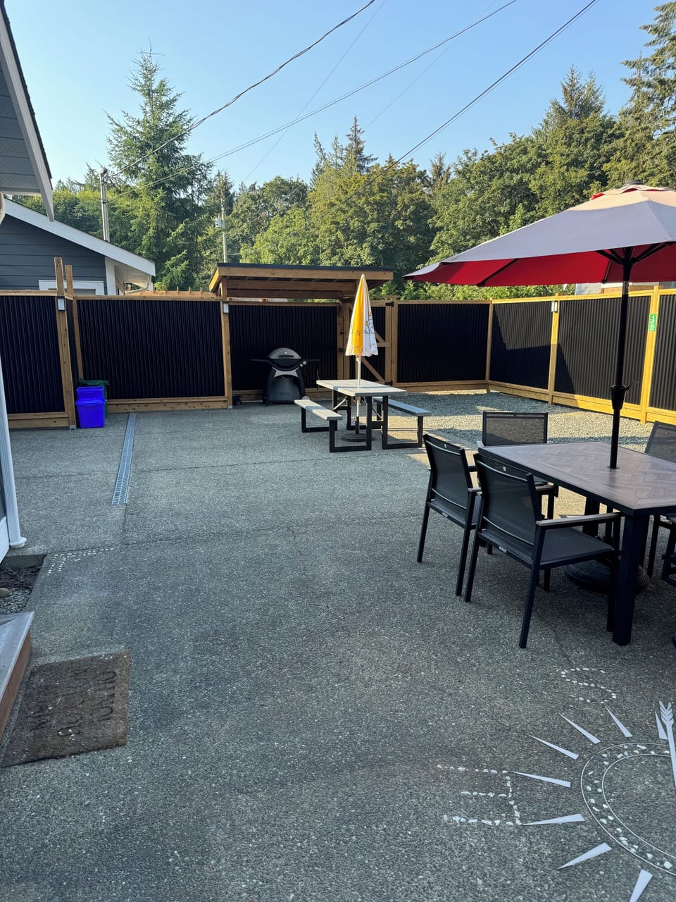Enclosed private patio area