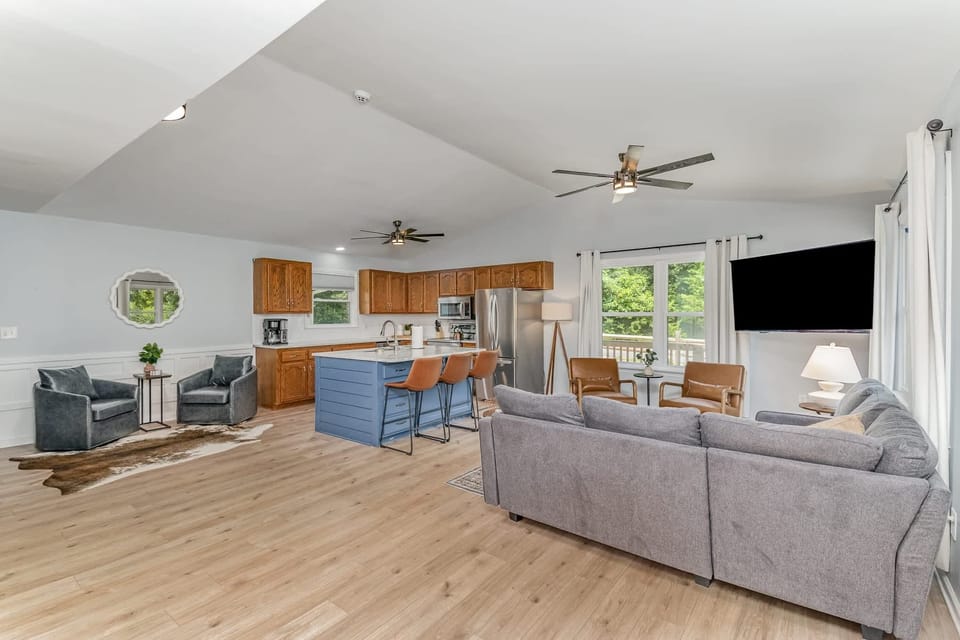 The living space is large enough for the entire group to spread out
