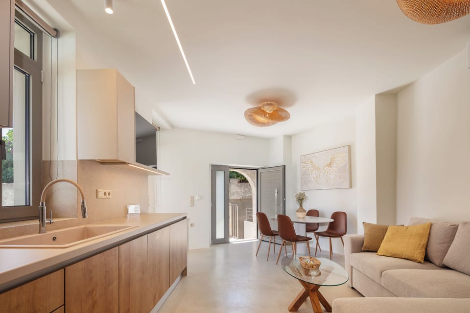 The open plan kitchen-dining area. 