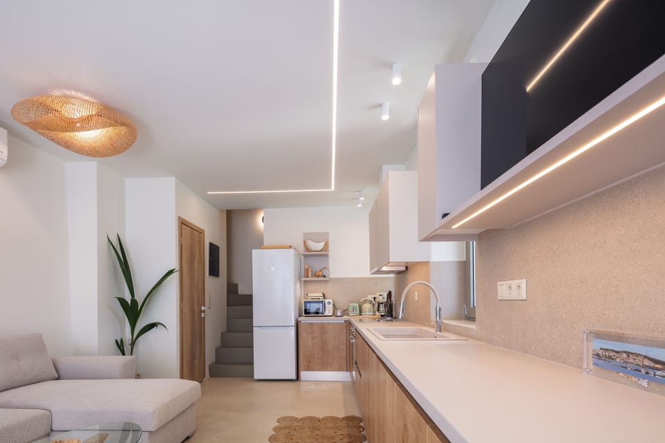 The open plan kitchen-living area. 