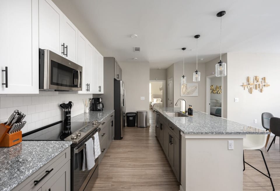 Our open space kitchen with stainless steel applicances!
