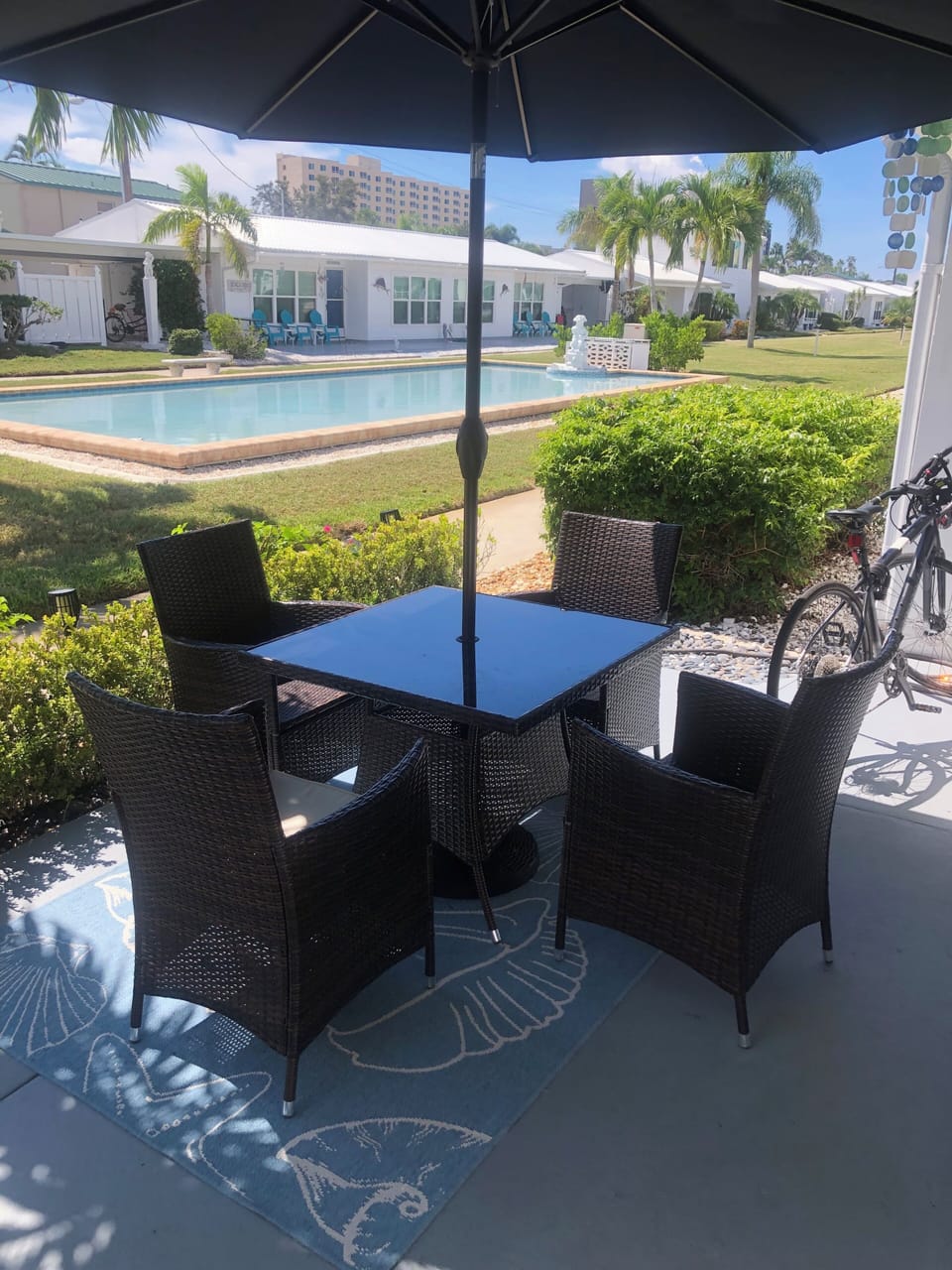 Front patio. Our unit is across from the reflecting pool. 