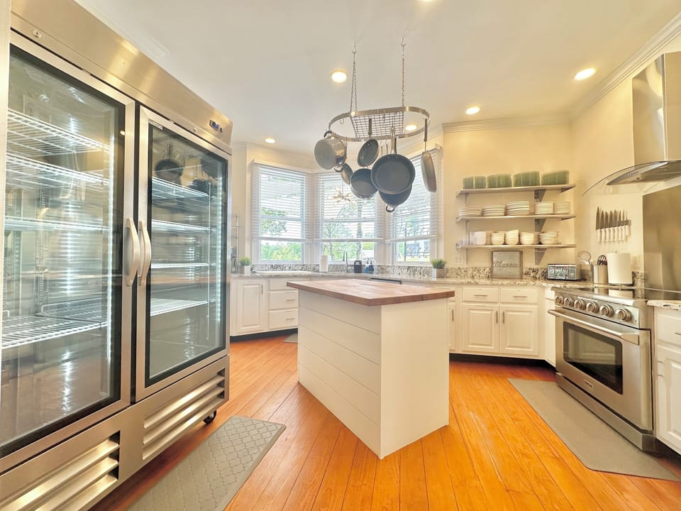 Fully stocked kitchen in the main house. Each home has its own full kitchen.