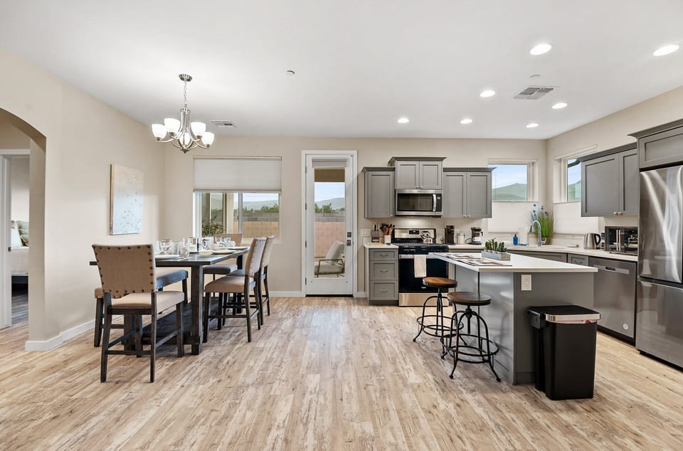 Dining and Kitchen space with access to backyard