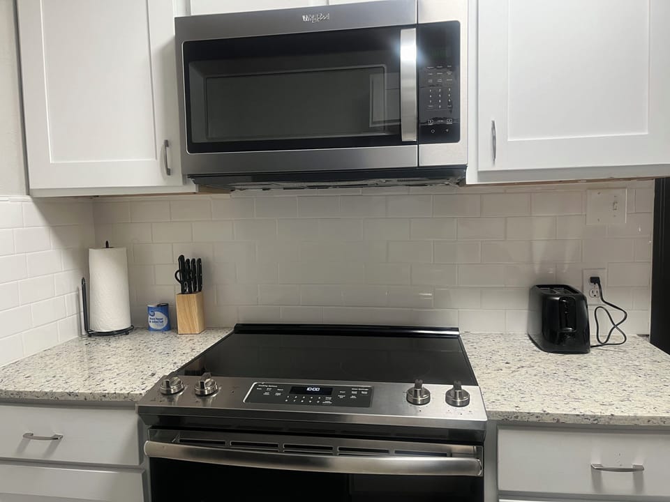 Kitchen microwave and stove