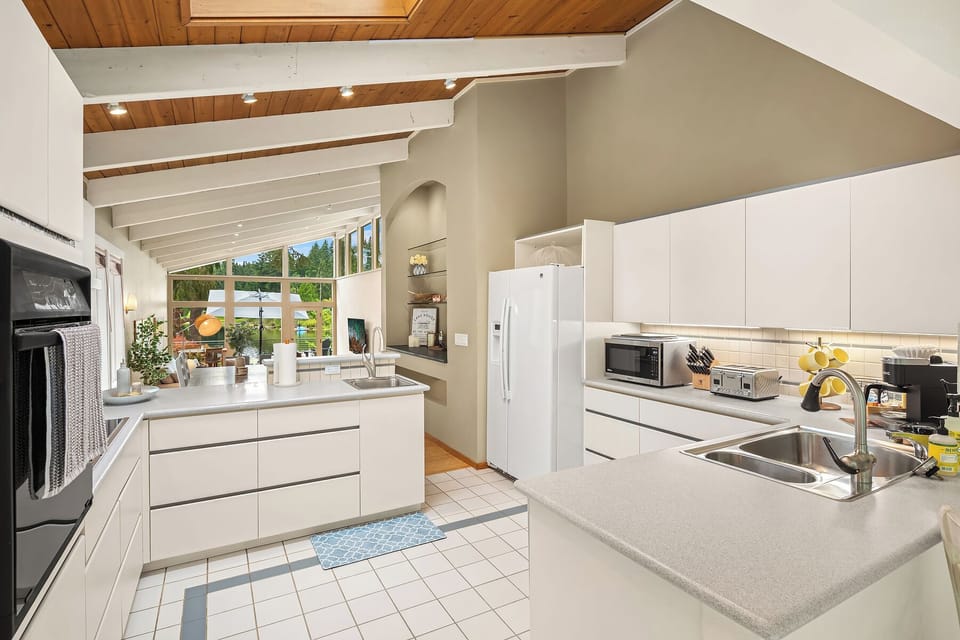 Kitchen facing lake
