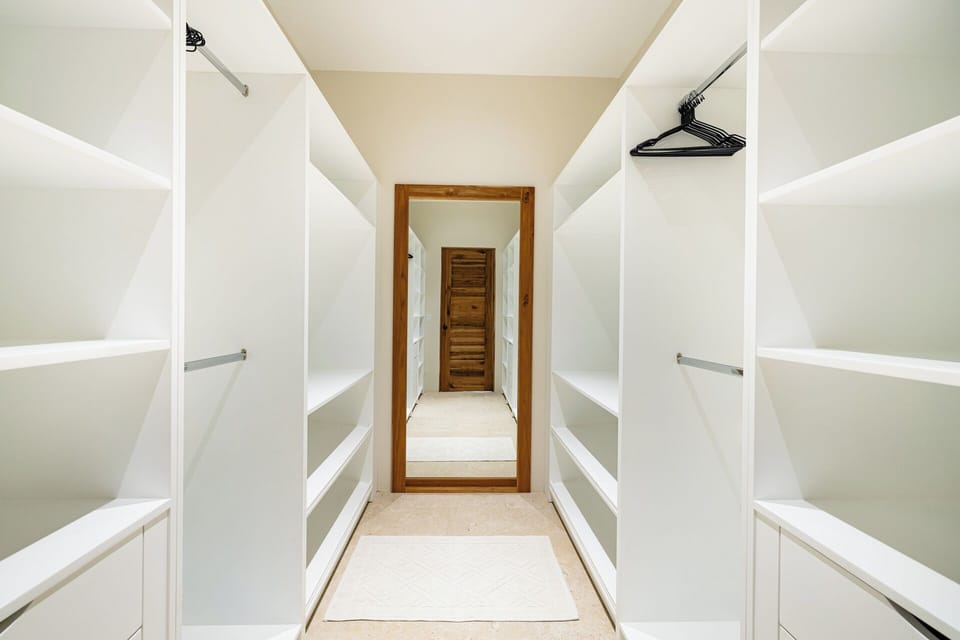 Walk-in closet in master bedroom