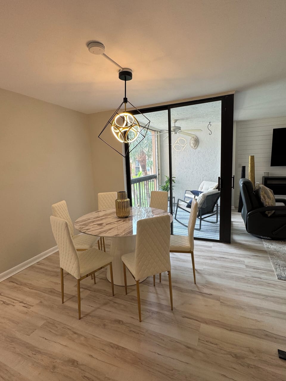 Dinette table, seating for 6.