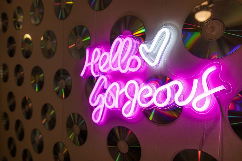Neon signage at the basement living room