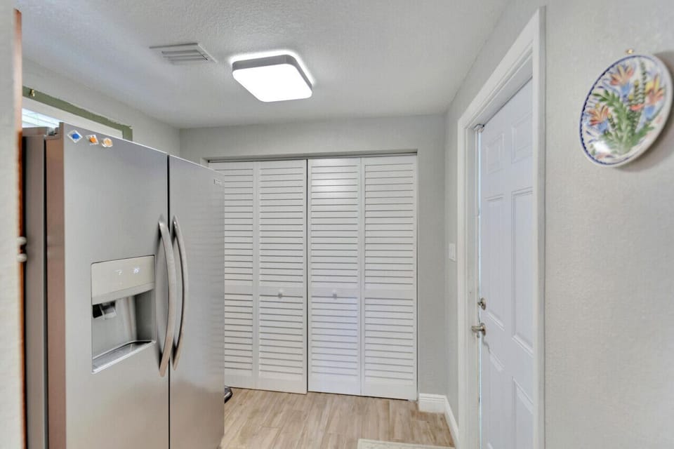 View of Fridge and Back Door