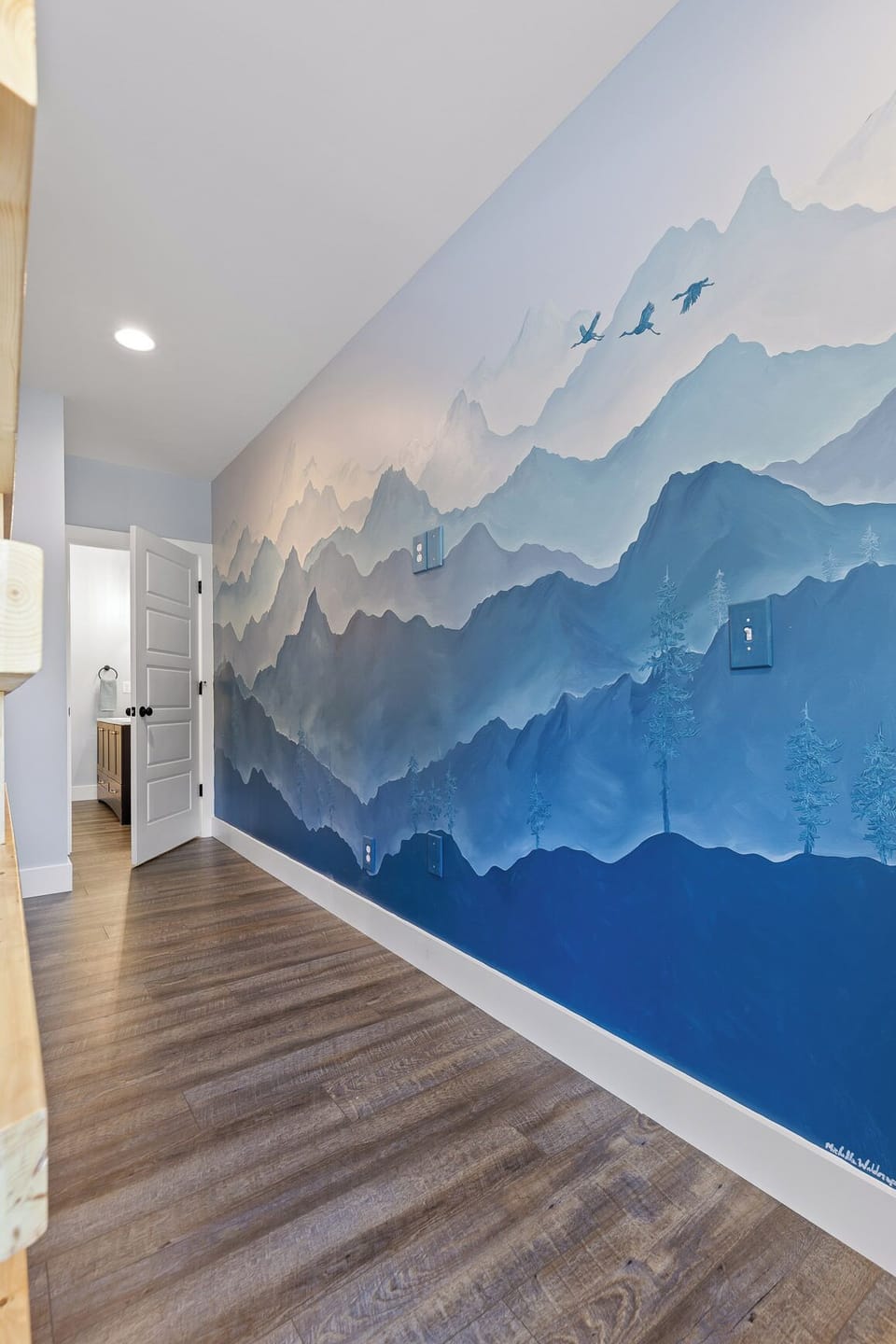 BASE Mountain Mural in the Bunk Room w: Bathroom Attached