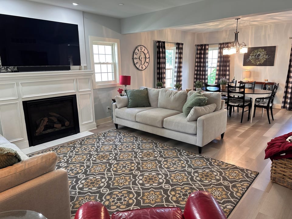 Open concept living and dining area