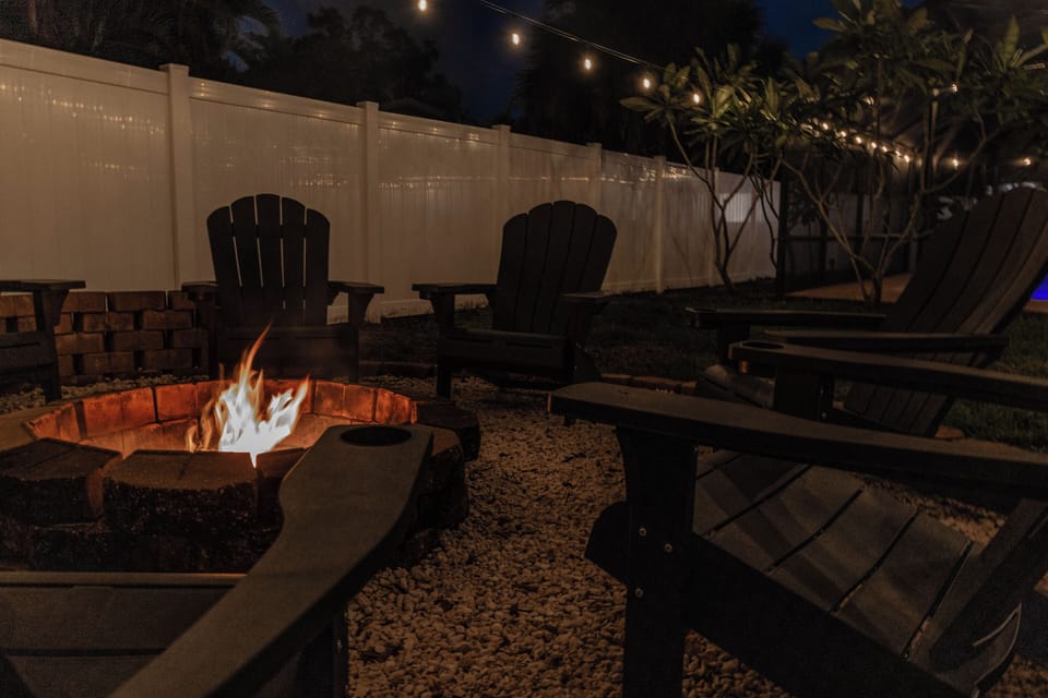 Outside Fire pit night time view