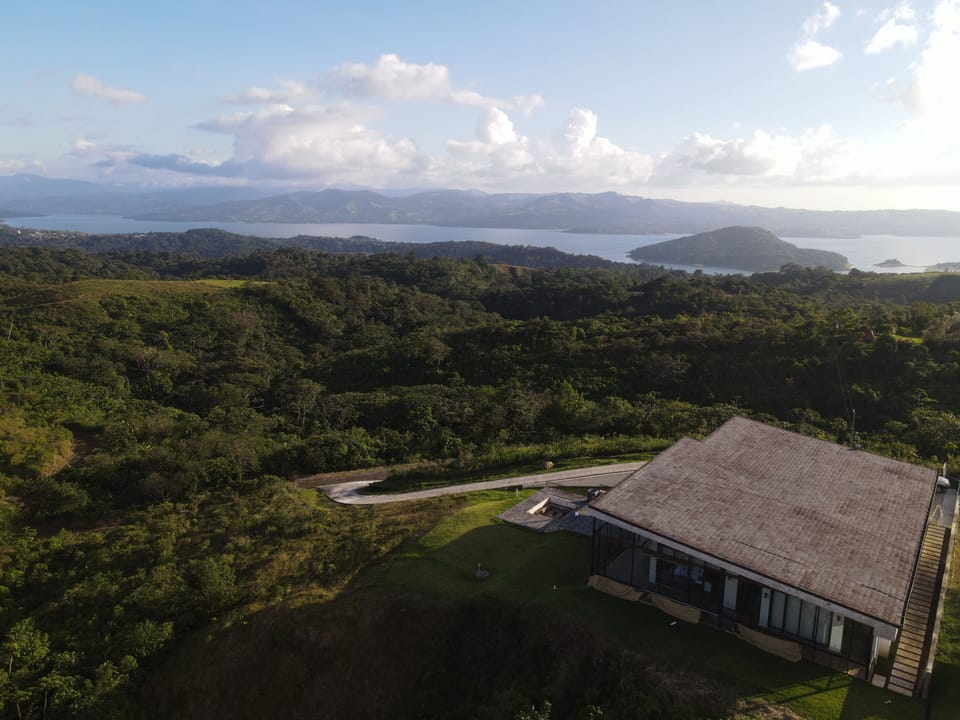 Ariel view of Casa Tres Vistas with Lake Arenal