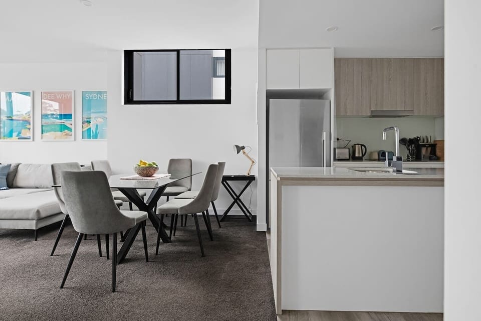 The apartment has an open plan layout with plenty of space to relax and unwind.
