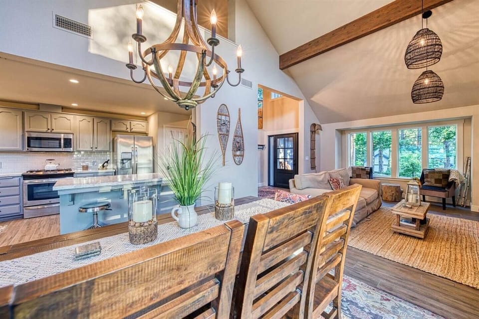 All the amenities of a modern home, but in the mountains! Large screen tv's throughout and a cozy wood burning fireplace. Firewood provided.