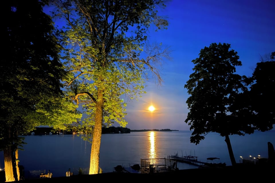Moon view on the lake