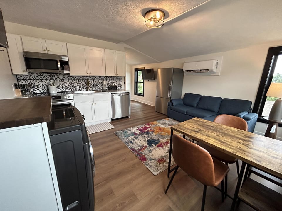 Queen 300 sq. ft. Studio at the Victorian Unit C living area and kitchen