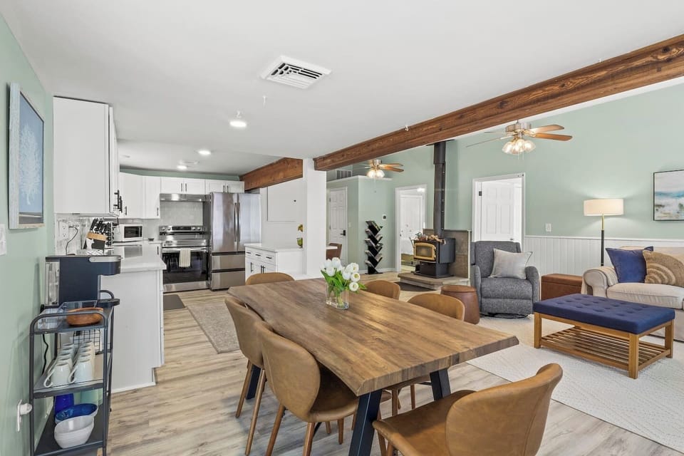 Open-plan dining and living layout