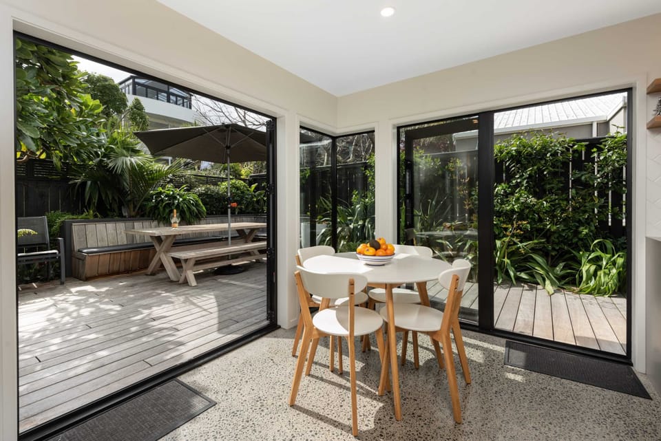 Dining area opening to outside