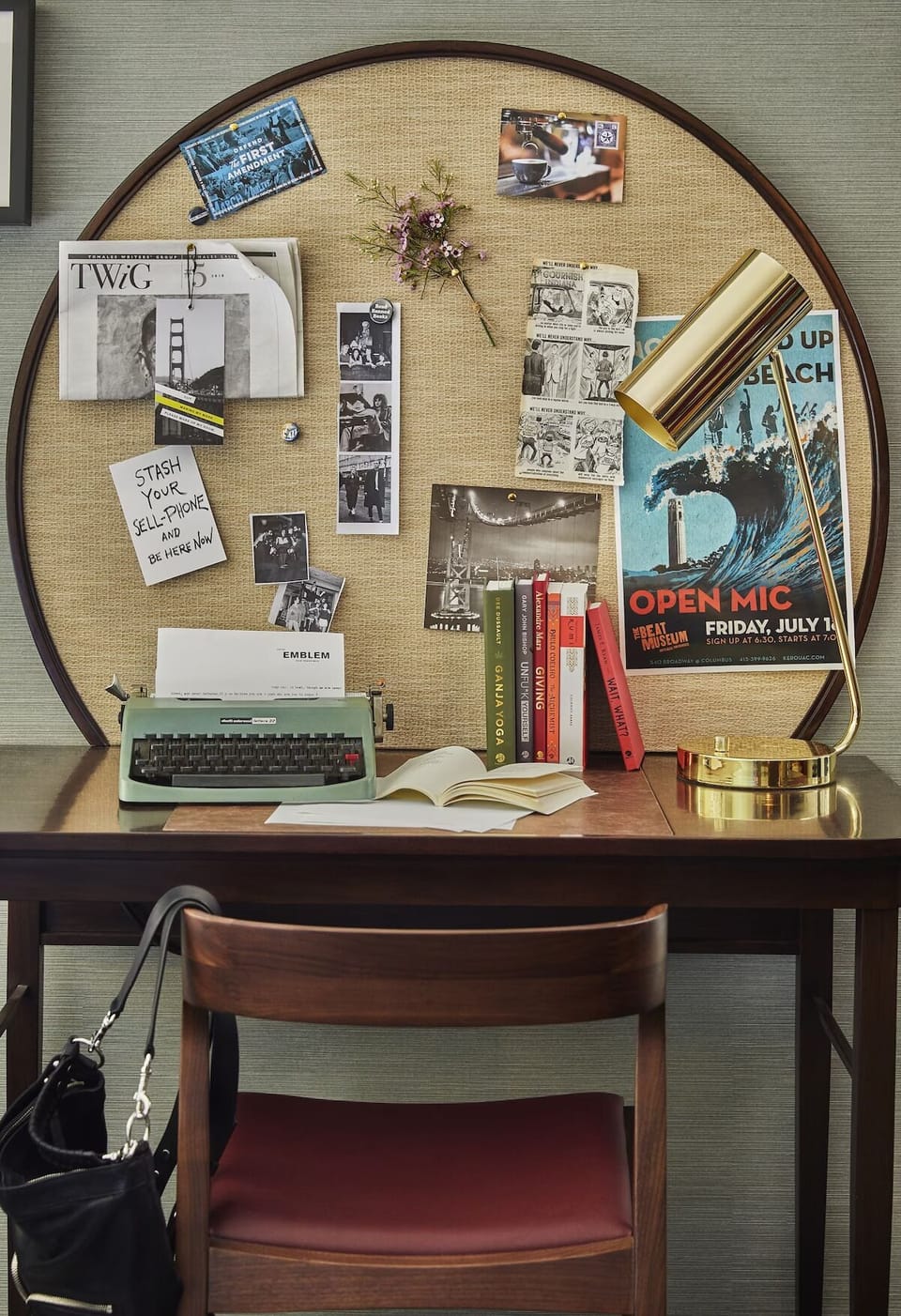 Get inspired at a curated writing desk with vintage character.