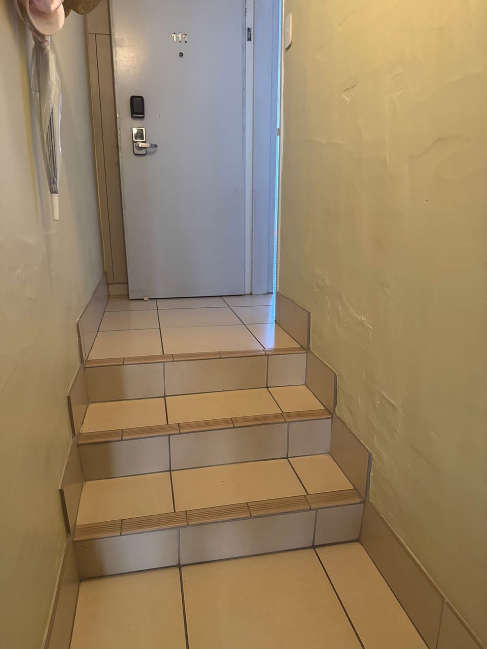 Three steps as you enter the studio
