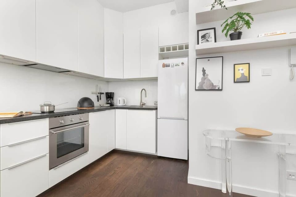 Kitchenette with a kettle.